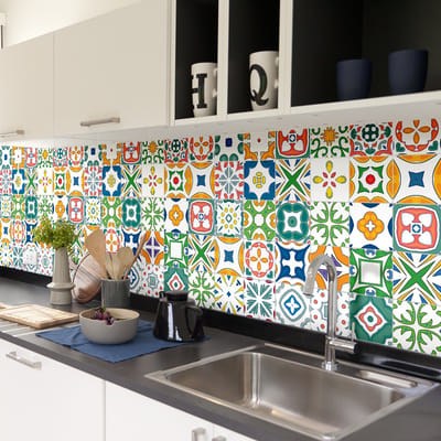 Zelfklevende tegelmuurstickers voor keuken en badkamer - 60 Joana Azulejos tegelstickers - 60 stickers 20x20cm