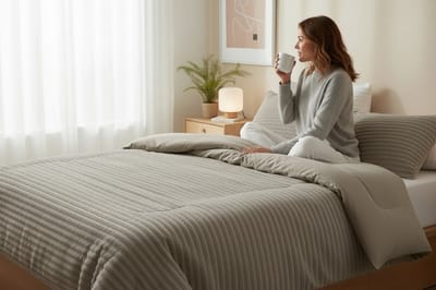 Bedsupplies - Lazy Dekbed - Dekbed Zonder Overtrek - Rib Teddy - 140x200 - Met Kussensloop 60x70 - Taupe/Grijs