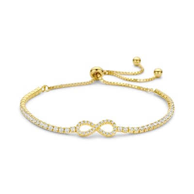 New Bling - 9NB-1565 zilveren armband - verstelbaar - infinity - 925 sterling silver - 24cm - Goudkleurig