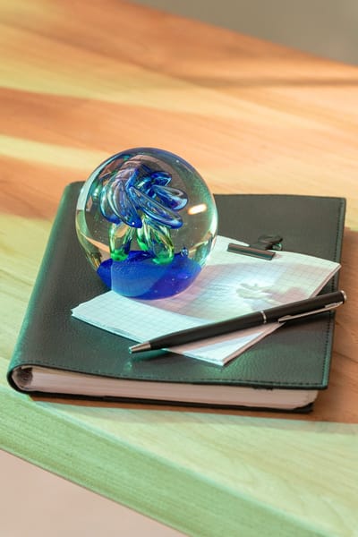J-Line presse-papier Bal - glas - groen/blauw - small - set van 2