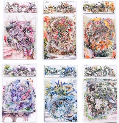 180 Vellen PET Tuin Landschap Scrapbook Papier met Vintage Bloemen en Aesthetic Stickers voor DIY Kunst, Dagboek en Planner Album