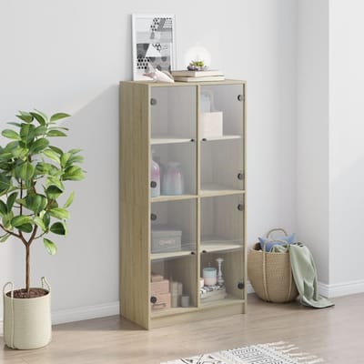 vidaXL - Hoge - kast - met - deuren - 68x37x142 - cm - bewerkt - hout - sonoma - eiken