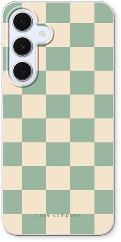 Case Company® - Hoesje geschikt voor Samsung Galaxy S24 FE hoesje - Checkered Mint - Soft Cover Telefoonhoesje - Bescherming aan alle Kanten en Schermrand