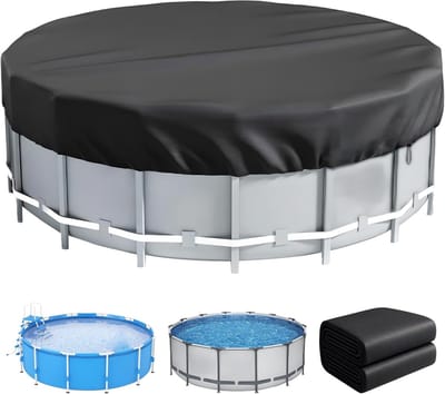 VHV - Zwembadhoes - Afdekzeil zwembad - Ronde zwembadhoes - Diameter 243 cm - Waterdicht - UV-bestendig - Met bevestigingsset - Voor bovengrondse zwembaden - Zwart