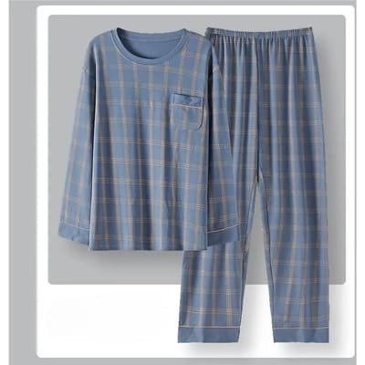 Nieuwe Katoenen Herenpyjama Lente- en Herfststijl Nachtkleding Lange Mouw Broek Grote Maat Huiskleding Casual Loungewear Set 4XL gray