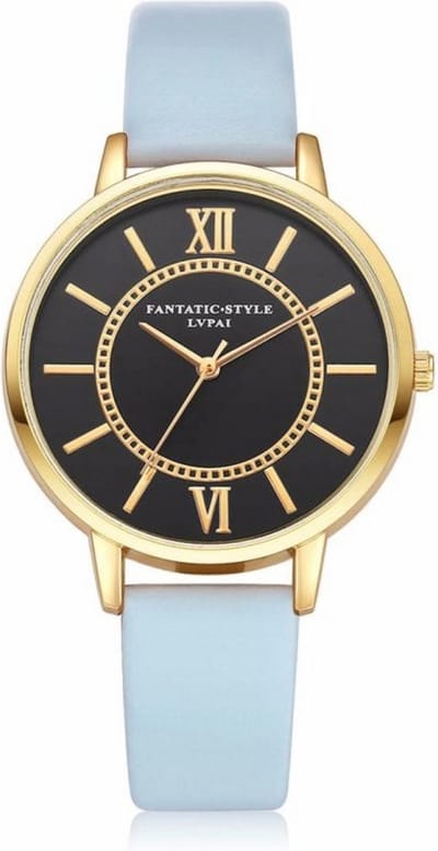 Hidzo Horloge Panda ø 37 mm - Zwart/Zwart - Kunstleer