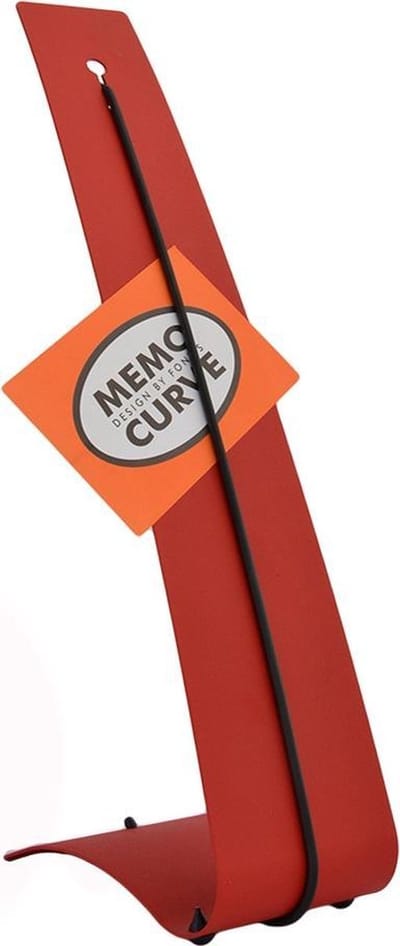 Memo houder voor op bureau - Memo Curve - Rood - Roestvrij staal