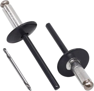 SKIR'CO (100 stuks) grote flens aluminium blindklinknagels 4,8 x 16 mm, roestvrij stalen doorn, RAL 7016 antracietgrijs (inclusief boor)