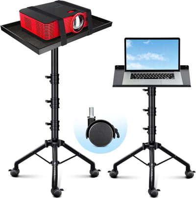 Projector Statief – Beamer Statief Met Laptop Verdieping – Verstelbaar Standaard – Met Wieltjes - Zwart