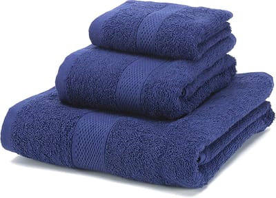 Famanu - Handdoekenset – 100% gekamd katoen (niet geregenereerd) – kwaliteit ringgesponnen – Soft Touch – 450 gr/m2 (marineblauw, 3-delige set)