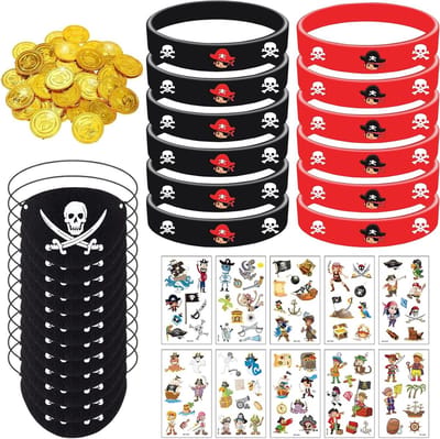 Piratenfeest Cadeau voor Kinderen met Siliconen Armband, Piratenkostuum Accessoires en Tattoos