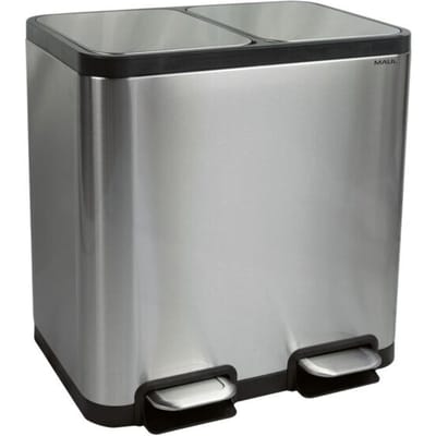 MAUL Afvalbak met voetpedaal MAULcycle 40 l edelstaal 37.6 x 47 x 49 cm zilver