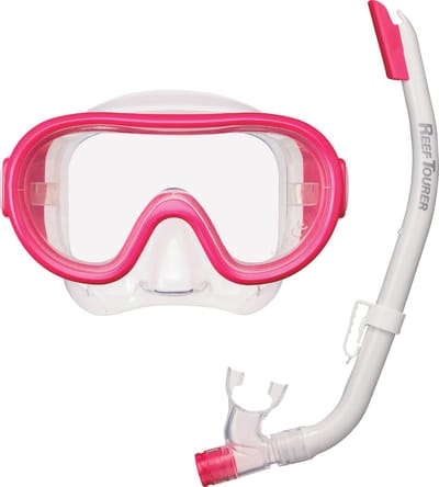 ReefTourer Snorkelset Kinderen – Siliconen duikbril met snorkel – Blijft goed zitten – Wit/Roze – RC-0203 FP