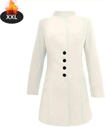 Bovista Mantel Dames - Tussenmantel - Jas - Mantelpakje - Trenchcoat - Overjas - Overcoat - Winter - Wit - XXL