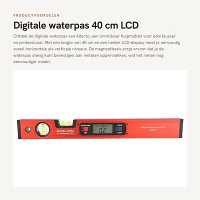 Dailygoods- Digitale Waterpas 40 cm - LCD Display - Magneetbasis - Hoekzoeker - Horizontaal/Verticaal Niveau - Kwaliteitsproduct