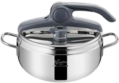Snelkookpan 3,5 l RVS met Inductie en Gas, Ø 22 cm - Eenvoudig Te Openen, 3-laagse Bodem