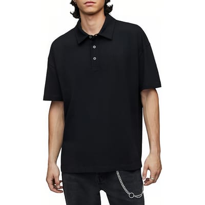 AllSaints Lex Ss Polo Jet Black Maat: XL | Poloshirts Outlet | Heren | Zwart