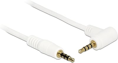3,5mm Jack 4-polig audio/video kabel AWG24 - haaks / wit - 0,50 meter