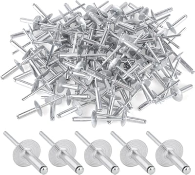 Set van 100 Aluminium Popnagels met Grote Kop 4.8x20mm, Ideaal voor Voertuigen, Meubels en Mechanische Toepassingen