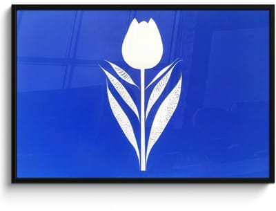 Poster in lijst - Fotolijst 120x80 cm - Posters - Tulp - Minimalistisch - Bladeren - Wit - Posterlijst zwart - Decoratie - Wanddecoratie woonkamer - Muurdecoratie slaapkamer