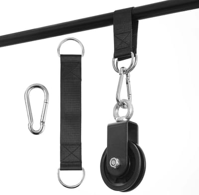 90mm Gym Katrol met 2 Opknoping Riemen en Karabijnhaken - Ideaal voor Doe-Het-Zelf Fitness Systemen