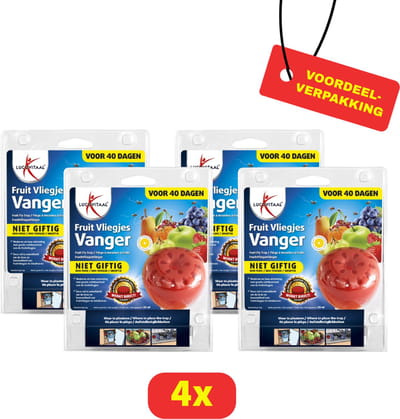 Lucovitaal Fruitvliegjes Vanger - Appelvorm - 4 stuks - Voordeelverpakking