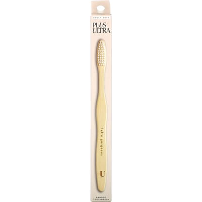 Plus Ultra, brosse à dents en bambou, hello gorgeous, adulte, souple, 1 brosse à dents white
