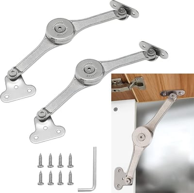 carmdering - 2-delige steunstang - Scharnier voor kastondersteuning - Mechanische softclose-stang - Verstelbare afdekkingssteunstang - Inclusief montageaccessoires - Voor kastdeuren, kledingkasten, houten kratten, ramen, campers