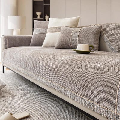 High End Minimalistisch Universele Sofa Mat voor Alle Seizoenen Chenille Anti-Slip Zitkussen Huishoudelijk Comfortabel Ademend Bankovertrek 90x90cm 1pcs