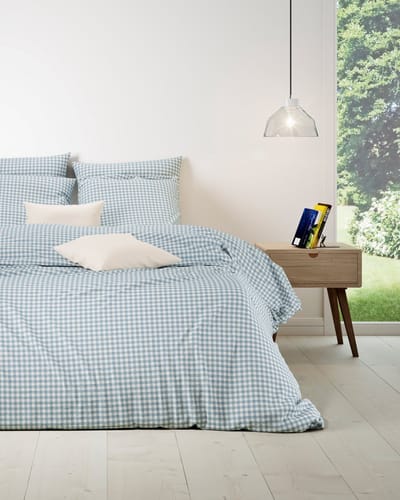 Mistral Home - DEKBEDOVERTREK - katoen renforcé - 140 x 200 cm + 65 x 65 cm - eenpersoons - ruiten - blauw
