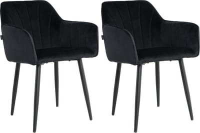 Lina® Rio Eetkamerstoelen - Zwart - Set van 2 - Velvet