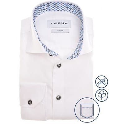 Ledûb Overhemd Multitone Collar Contrast Wit / male
