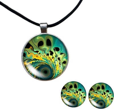 Set Pauw ketting zilveren oorbellen groen verstelbaar - Charme Bijoux