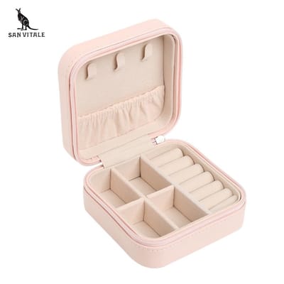 San Vitale ® - Luxe Sieradendoos - Bijouterie Kistje - Juwelendoos - Ring/Oorbellen/ Ketting/Horloge - Dames/ meisjes - Reisformaat - Roze