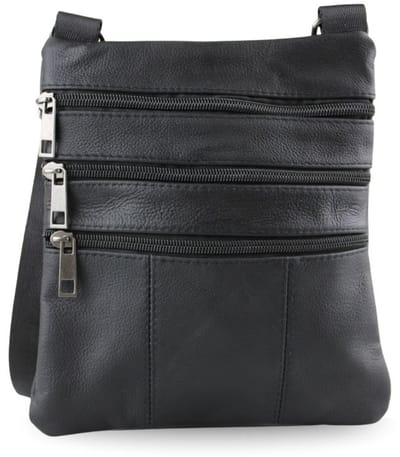 Fana Bags leren schoudertas heren zwart - Crossbodytas heren plat - Platte schoudertas leer - Schoudertas heren plat