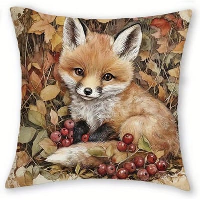 Schattige Bosdier Print Kussenslopen Hert Eekhoorn Egel Vos Bank Huisdecoratie 2D Platte Print Short plush 45*45(CM)-1Pcs