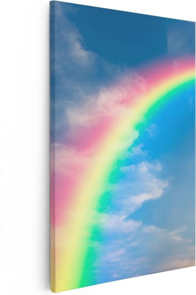 Artaza Canvas Schilderij Regenboog - 20x30 cm - Klein - Wanddecoratie Wolken - Muurdecoratie Natuur - Kamer Accessoires