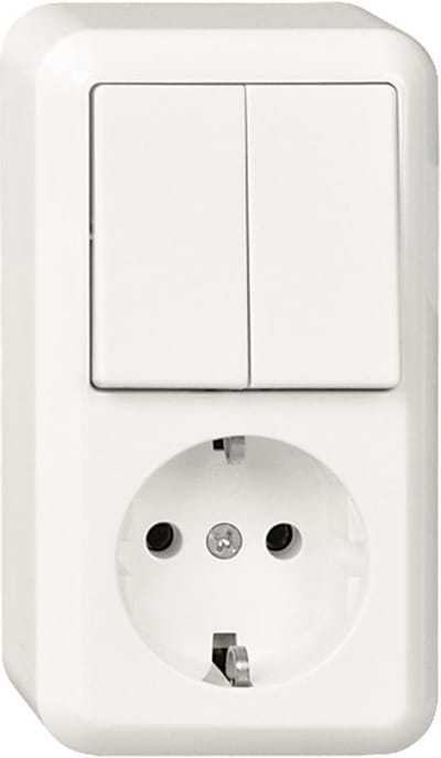 Schneider Electric Contura opbouw combinatie 1-voudig wandcontactdoos met randaarde + serieschakelaar - arctic wit