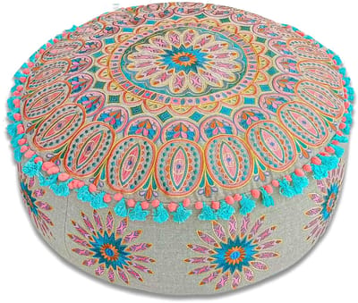 Dailygoods- Vloerkussensloop groot - Boheemse stijl - Ronde poef - Zithoek - Katoen - 61 x 20 cm - Ongevuld - Zitzak