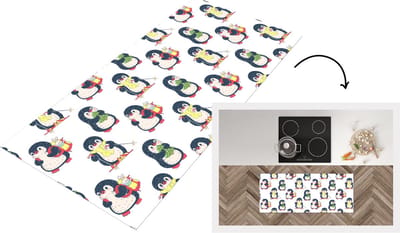 Keukenloper - Loper keuken - Pinguïn - Ski - Winter - Kind - Patronen - 120x50 cm - Keukenloper vinyl