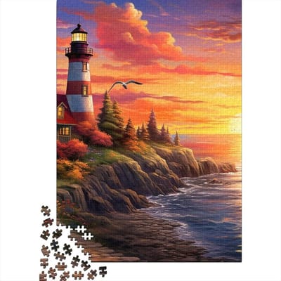 Vuurtoren Puzzels - Houten Puzzel - Ontspanning Thuis - Premium Materiaal - 1000 Stukjes - Stijl-14