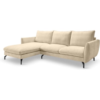 Furnilux Toronto l-vorm links beige bank | moderne loungebank met beige geweven stof