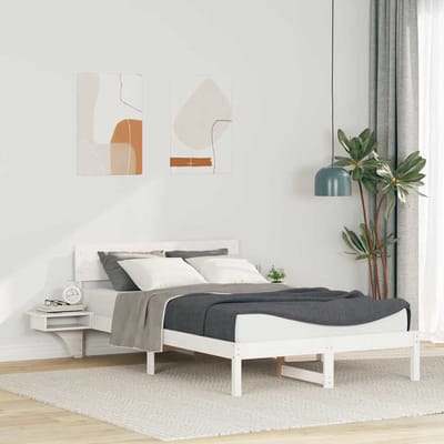 vidaXL - Bedframe - met - hoofdeinde - Wit - 140 - x - 200 - cm - Massief - grenenhout