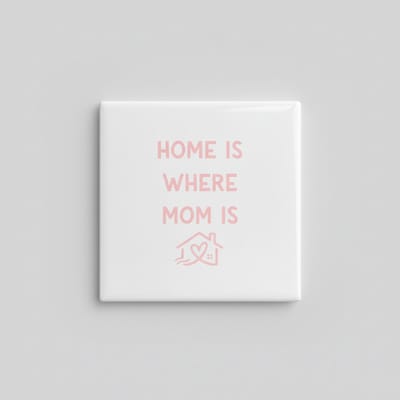 Home Is Where Mom Is Keramische Tegel – Hart & Huis Design – Decoratieve Wandtegel Cadeau voor Mama 15×15 cm