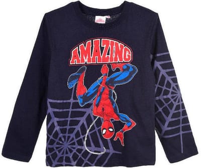 Marvel Spiderman Shirt - Lange Mouw - Navy - Maat 98