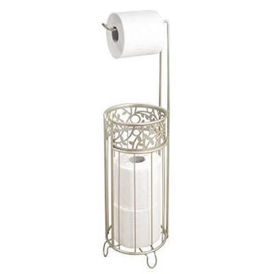 toiletpapierhouder rose-goud en verdeler in metaal zachte messing/brons vrijstaande toiletbutler