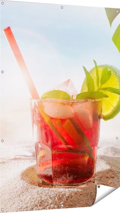 Gards Tuinposter Cocktail Mix Drankje op het Strand - 100x150 cm - Tuindoek - Tuindecoratie - Wanddecoratie buiten - Tuinschilderij
