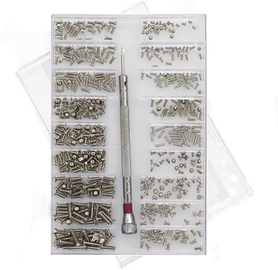 Dailygoods- Micro-Schroeven 500 Stuks - Assortimentsdoos - Mini-Schroevendraaier - Geschikt voor Brillen/Horloges - Duurzaam Koolstofstaal - Multifunctioneel - Schroevenset