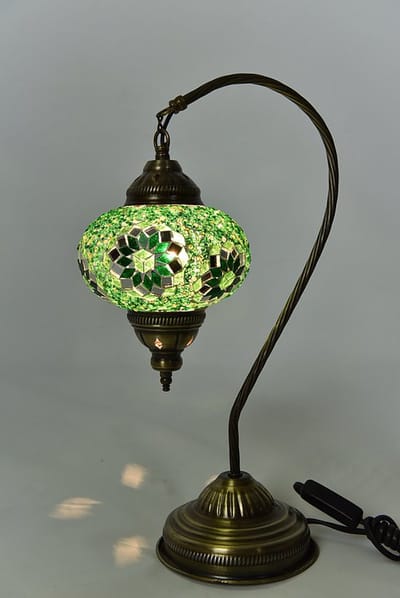 Turkse Nachtlamp - mozaïek glazen bol groen 42cm - 1 stuk - handgemaakt en uniek