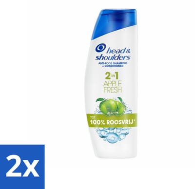 2 x Head & Shoulders - Shampoo - 2-in-1 - Apple Fresh - 100% Roosvrij - 300 ml - Anti-Roos Shampoo - Roze Shampoo - Hoofdhuid Verzorging - Haar Shampoo - Apple Fresh